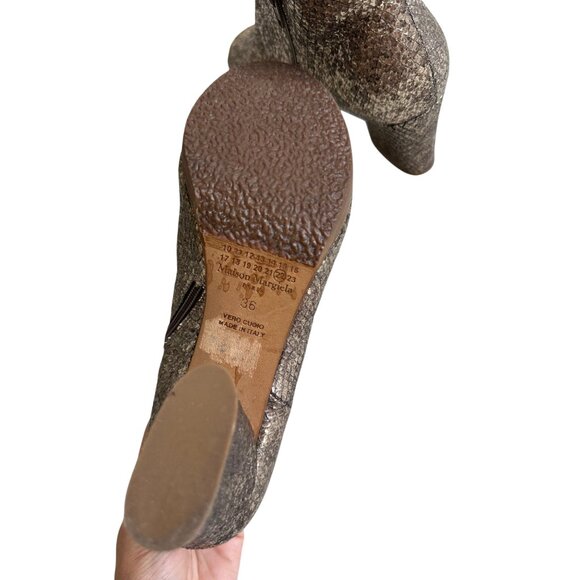 MM6 Maison Margiela Metallic Leather Boooties Heels Size 36 / 6 - Picture 4 of 9